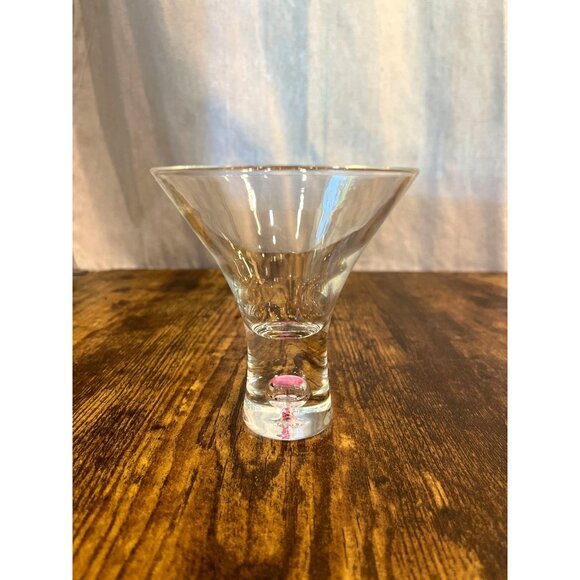 Hand Blown Glass Cordial/Martini Glass With Pink Bubble Detail - Picture 10 of 10